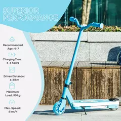 AIYAPLAY Electric Scooter for Kids Aged 4-7 Years, with Flashing LED Lights, Rear Auxiliary Wheels, Blue - 8