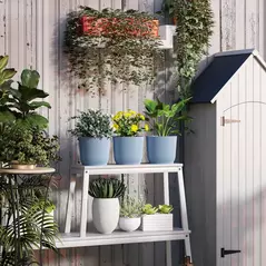 Outsunny Set of Three Ф22cm Planters - Blue - 8