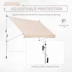 Outsunny 3x1.5m  Adjustable Outdoor Aluminium Frame Awning Beige - 5