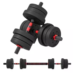 HOMCOM 20kg 2 IN 1 Adjustable Dumbbells Weight Set, Dumbbell Hand Weight Barbell for Body Fitness, Lifting Training for Home, Office, Gym, Black - 1