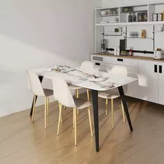 HOMCOM Modern Dining Chairs Set of 4, Kitchen Chairs with Backrest and Steel Legs for Dining Room, Living Room, Khaki - 8