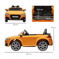 HOMCOM Kids Licensed Audi TT RS Ride-On Car 12V Battery w/ Remote Suspension Headlights and MP3 Player 3km/h Yellow - 3