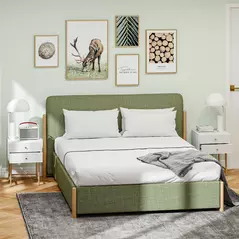 HOMCOM Set of Two Elegant Bedside Tables - White/Gold-Tone - 8