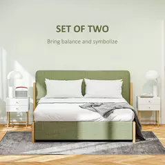 HOMCOM Set of Two Elegant Bedside Tables - White/Gold-Tone - 4