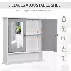 kleankin Bathroom Wall Storage Cabinet - Grey - 6