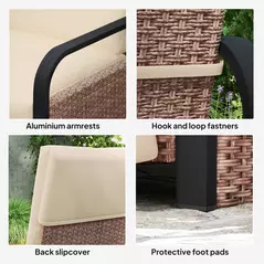 Outsunny 140° Reclining Rattan Armchair - Brown/Khaki - 8