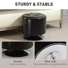 HOMCOM 360° Swivel Foot Stool Round PU Footstool with Thick Sponge Padding and Solid Steel Base, Brown - 6