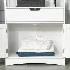 kleankin Bathroom Floor Cabinet, Free Standing Kitchen Cupboard with Shelves, Drawer and Doors, Storage Organizer for Living Room, White - 8