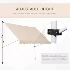 Outsunny 3x1.5m  Adjustable Outdoor Aluminium Frame Awning Beige - 7