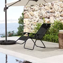 Outsunny Zero Gravity Lounger Chair, Folding Reclining Patio Chair with Padded Seat, Cup Holder, Soft Cushion and Headrest for Poolside, Camping, Black - 8