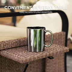 Outsunny 140° Reclining Rattan Armchair - Brown/Khaki - 7