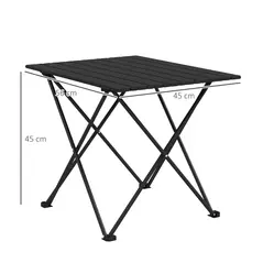 Outsunny Folding Camping Table, Lightweight Metal Picnic Table with Carry Bag, Foldable Table for Outdoor Camping, Picnic, Hiking, BBQ, Fishing, Black - 3