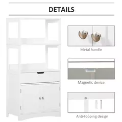 kleankin Bathroom Floor Cabinet, Free Standing Kitchen Cupboard with Shelves, Drawer and Doors, Storage Organizer for Living Room, White - 7