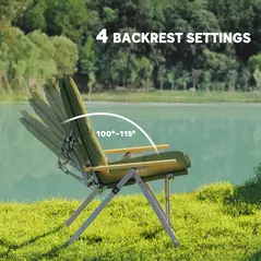 Outsunny Portable Padded Camping Chair, with Bag - Green - 4