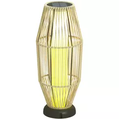 Outsunny Garden Rattan Lamp, 72 cm Tall Solar Rattan Floor Lamp, Solar Garden Light with Auto On/Off LED, IP44 for Outdoor, Porch, Pathway, Terrace, Grey - 1