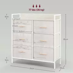 HOMCOM Rustic Chest of Six Fabric Drawers - Natural - 3