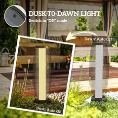 Outsunny Garden Solar Lamp, 71.5 cm Tall Metal Floor Lamp, Auto On/Off LED Solar Garden Light with Metal Wire Shade, IP44 for Outdoor, Porch, Pathway, Terrace, Black - 5