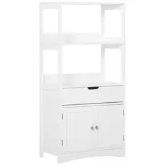 kleankin Bathroom Floor Cabinet, Free Standing Kitchen Cupboard with Shelves, Drawer and Doors, Storage Organizer for Living Room, White - 1