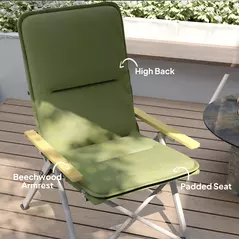 Outsunny Portable Padded Camping Chair, with Bag - Green - 6