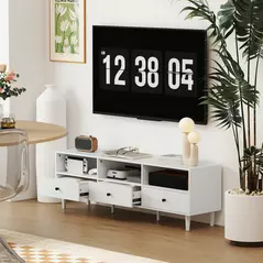 HOMCOM Multi-Storage Minimal TV Stand - Cream White - 7