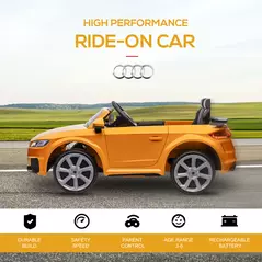 HOMCOM Kids Licensed Audi TT RS Ride-On Car 12V Battery w/ Remote Suspension Headlights and MP3 Player 3km/h Yellow - 6