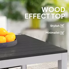 Outsunny Garden Table for 4-6, 120 x 70 cm Outdoor Dining Table with Rust-Resistant Aluminium Frame, Easy Maintenance Slatted Top, for Patio, Terrace, Balcony, Black - 4