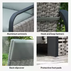 Outsunny 140° Reclining Rattan Armchair - Mixed Grey - 8