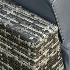 Outsunny 6 PC Rattan Sofa Coffee Table Set Sectional Wicker Weave Furniture for Garden Outdoor Conservatory w/ Pillow Cushion Grey - 9