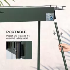 Outsunny Portable Charcoal Barbecue BBQ Grill with Seasoning Baskets and Hooks, Compact Stainless Steel Cooker for Camping Picnic Hiking Garden Party Festival - 7