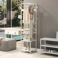HOMCOM Multi-Storage Clothes Rack - White - 8