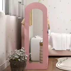 AIYAPLAY Kids Clothes Rail with Storage Shelf, Boxes, Mirror for Bedroom, Nursery, Pink - 9