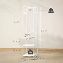 HOMCOM Multi-Storage Clothes Rack - White - 3