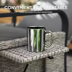 Outsunny 140° Reclining Rattan Armchair - Mixed Grey - 7