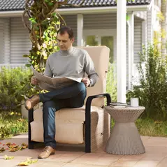Outsunny 140° Reclining Rattan Armchair - Brown/Khaki - 2