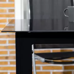 Outsunny Outdoor Dining Table for 6, Aluminium Rectangular Garden Table with Tempered Glass Tabletop for Yard, Patio, Black - 7