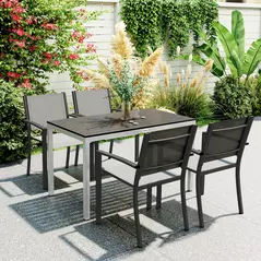 Outsunny Garden Table for 4-6, 120 x 70 cm Outdoor Dining Table with Rust-Resistant Aluminium Frame, Easy Maintenance Slatted Top, for Patio, Terrace, Balcony, Black - 2