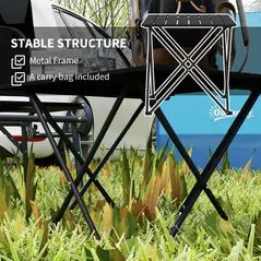 Outsunny Folding Camping Table, Lightweight Metal Picnic Table with Carry Bag, Foldable Table for Outdoor Camping, Picnic, Hiking, BBQ, Fishing, Black - 5