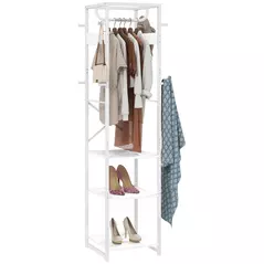 HOMCOM Multi-Storage Clothes Rack - White - 1