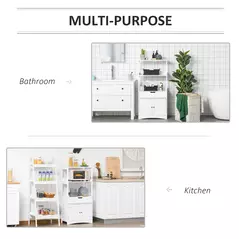 kleankin Bathroom Floor Cabinet, Free Standing Kitchen Cupboard with Shelves, Drawer and Doors, Storage Organizer for Living Room, White - 6