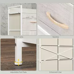 HOMCOM Rustic Chest of Six Fabric Drawers - Natural - 7