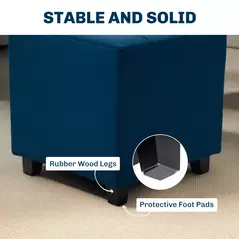 HOMCOM Velvet-Feel Square Ottoman - Blue - 6