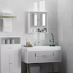 kleankin Bathroom Wall Storage Cabinet - Grey - 5