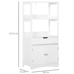 kleankin Bathroom Floor Cabinet, Free Standing Kitchen Cupboard with Shelves, Drawer and Doors, Storage Organizer for Living Room, White - 3
