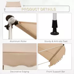 Outsunny 3x1.5m  Adjustable Outdoor Aluminium Frame Awning Beige - 6