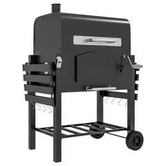 Outsunny 3-in-1 Charcoal BBQ, with Shelves - Black - 1