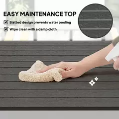 Outsunny Garden Table for 4-6, 120 x 70 cm Outdoor Dining Table with Rust-Resistant Aluminium Frame, Easy Maintenance Slatted Top, for Patio, Terrace, Balcony, Black - 6