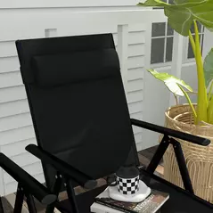 Outsunny Set of Two Padded Garden Chairs - Black - 8