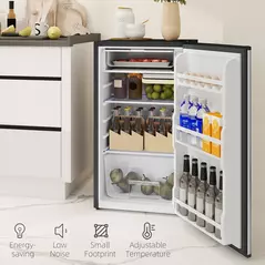 HOMCOM Under Counter Fridge, 91L Small Fridge with Chiller Box, Removable Shelf, Reversible Door, Adjustable Legs, Mini Refrigerator,  Silver Tone - 8