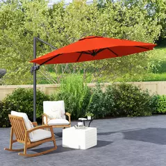 Outsunny Five-Position Overhanging Parasol - Orange - 9