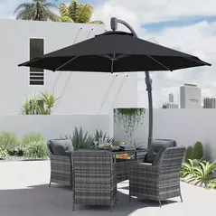 Outsunny 3(m) Garden Cantilever Parasol, Round Overhanging Umbrella with Crank Handle, Cross Base, Aluminium Frame and 360° Rotation, Banana Patio Umbrella for Outdoor Sun Shade, Black - 8